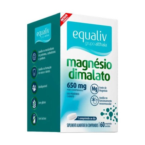 Magnésio Dimalato Equaliv 650mg 60 Cápsulas 100% Puro