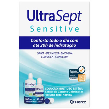 Kit Solução para Lentes de Contato Ultrasept Sensitive 360ml + 120ml