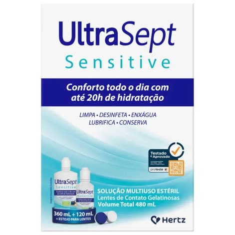 Kit Solução para Lentes de Contato Ultrasept Sensitive 360ml + 120ml