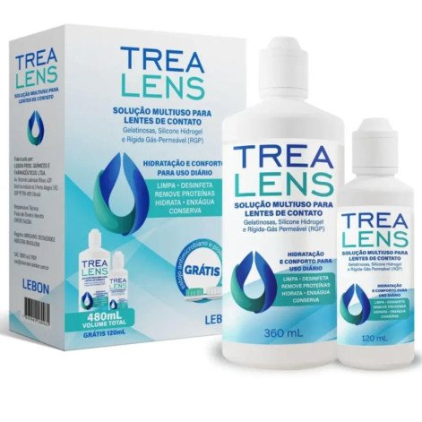 Trealens Lebon Solução Multiuso para Lentes de Contato 480ml + 1 Estojo para Lentes