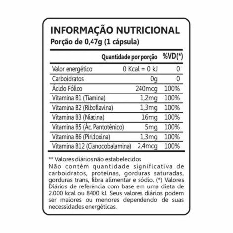 Complexo B 100% IDR 60 Cápsulas  Maxinutri