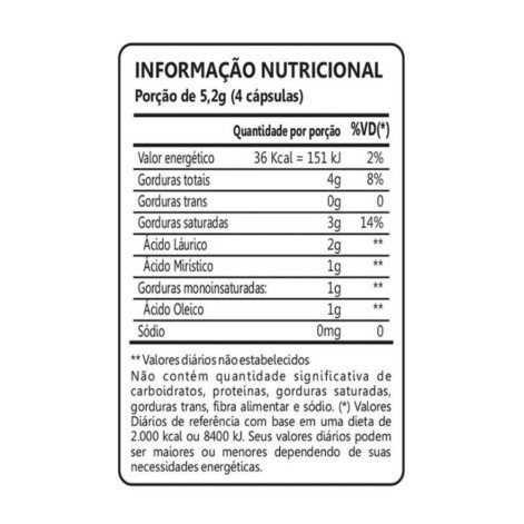 Óleo de Coco Extra Virgem 60 Capsulas 1000mg Maxinutri