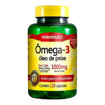 Ômega 3 Óleo de Peixe 120 Capsulas 1000mg Maxinutri