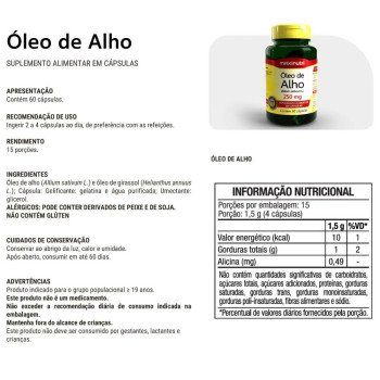 Óleo De Alho Allium Sativum L. 250Mg 60 Capsulas Maxinutri