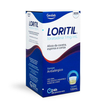 Loritil Loratadina 1mg/mL Xarope Antialérgico Com 100mL Geolab