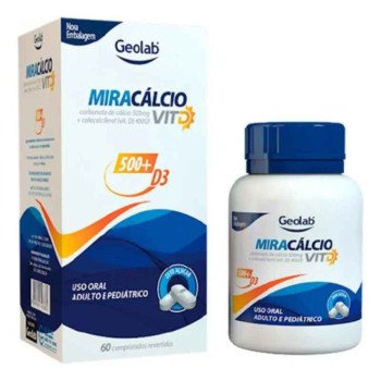Miracálcio Vitamina D 400ui + Cálcio 500mg 60 comprimidos Geolab