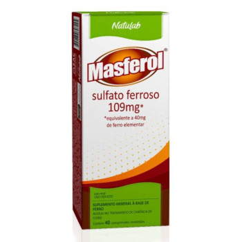 Masferol Sulfato Ferroso 40mg com 40 Comprimidos Revestidos