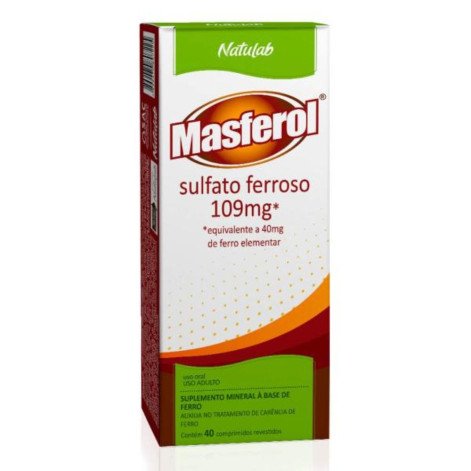Masferol Sulfato Ferroso 40mg com 40 Comprimidos Revestidos