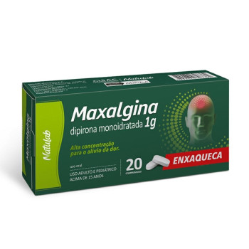 Maxalgina Dipirona Monoidratada 1g Natulab 20 Comprimidos