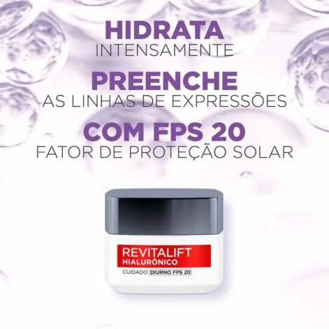 Creme Facial Anti-Idade L'Oréal Paris Revitalift Hialurônico Diurno FPS20 49g
