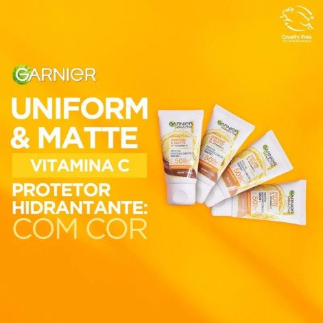Protetor Solar Facial Hidratante Garnier Uniform & Matte Vitamina C FPS50 Negra 40g