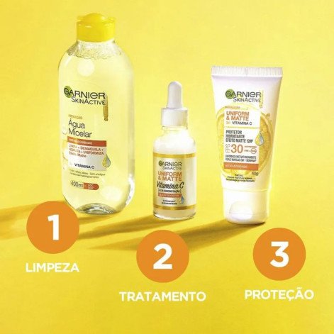 Protetor Solar Facial Hidratante Garnier Uniform & Matte Vitamina C FPS50 Negra 40g