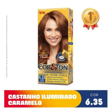 Tinta de Cabelo Permanente Cor&Ton Niely - 6.35 Castanho Iluminado Caramelo