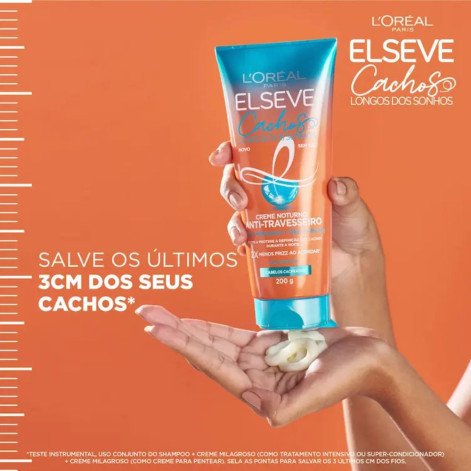 Creme Noturno Anti-Travesseiro Cabelo Cacheado L'Oréal Paris Elseve Cachos Longos dos Sonhos 200ml