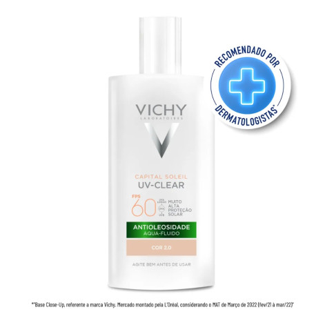 Protetor Solar Facial Vichy Capital Soleil UV-Clear Cor 2.0 FPS 60 Para Pele Oleosa e Acneica 40g