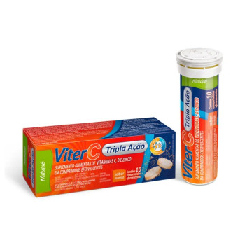 Suplemento Alimentar Viter C Tripla Ação Sabor Laranja 10 Comprimidos Efervescentes