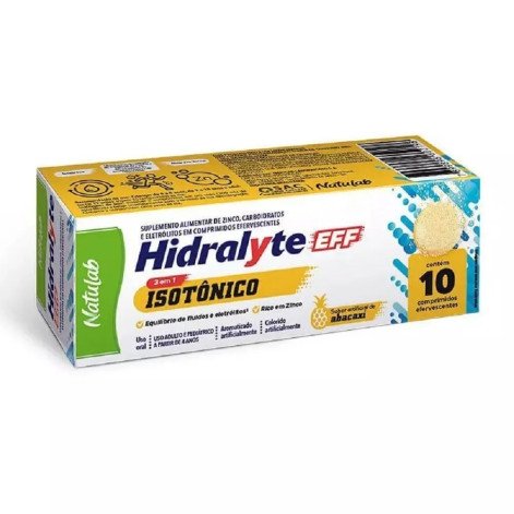 Hidralyte EFF 3 em 1 Natulab Isotônico Abacaxi 10 Comprimidos Efervescentes