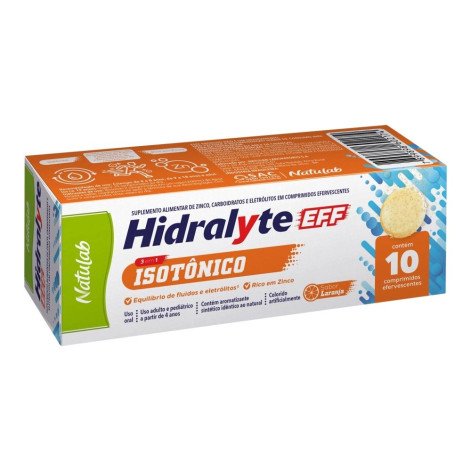 Hidraplex Eff Natulab Sabor Laranja com 10 Comprimidos Efervescentes
