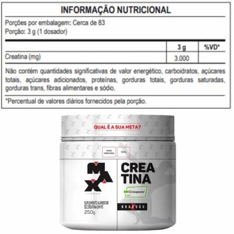 Creatina Pura Selo Creapure 250g Rafael Brandão Grow Thisold Max Titanium sem Sabor
