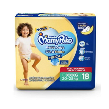 Fralda Descartável MamyPoko Calça Dia e Noite Jumbo XXXG 18 Unidades