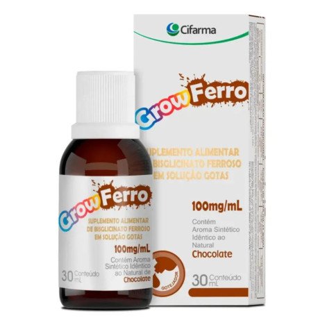 Ferro Grow 100mg/ml Chocolate Infantil Gotas 30ml