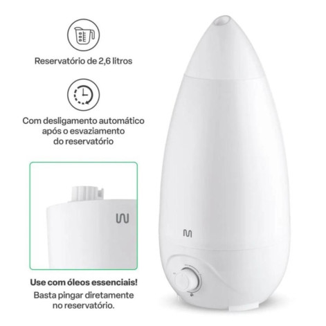 Umidificador de Ar Multilaser Easy Air Hc118 2,6 Litros Automático Bivolt