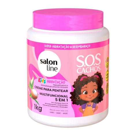 Creme Multifuncional 5 em 1 Salon Line Kids Sos Cachos Hidratação 1kg