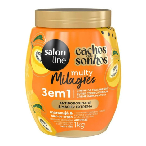Creme de Tratamento 3 em 1 Salon Line Cachos dos Sonhos Maracujá 1kg