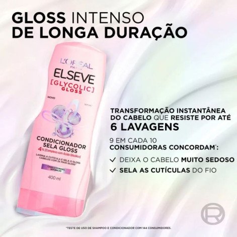Condicionador Sela Gloss L'Oréal Paris Elseve Glycolic Gloss 400ml