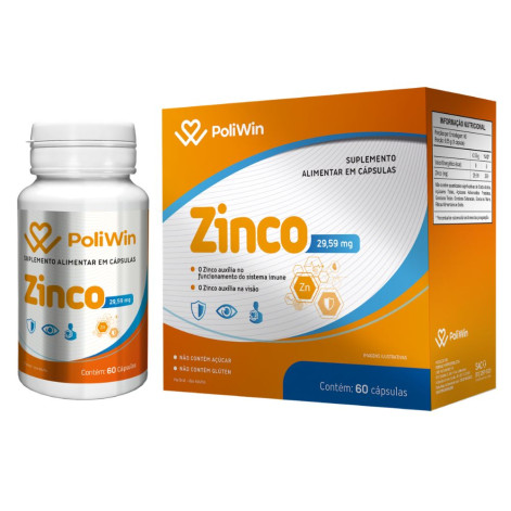 Suplemento Alimentar Poliwin Zinco 29,59mg com 60 Capsulas