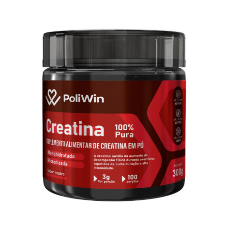 Creatina Monohidratada Poliwin 100% Pura Sabor Neutro 300g