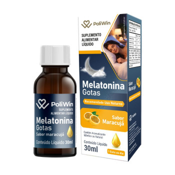 Suplemento Alimentar Liquido Poliwin Melatonina Gotas 30ml Sabor Maracuja