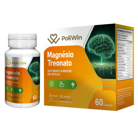 Suplemento Alimentar Poliwin Magnésio Treonato Com 60 Cápsulas 