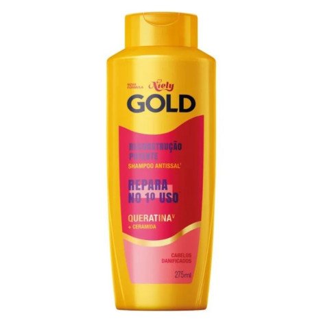 Shampoo Antissal Niely Gold Reconstrução Potente 275ml