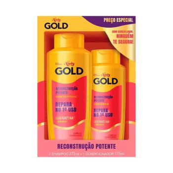 Kit Niely Gold Reconstrução Potente Shampoo 275Ml + Condicionador 175Ml