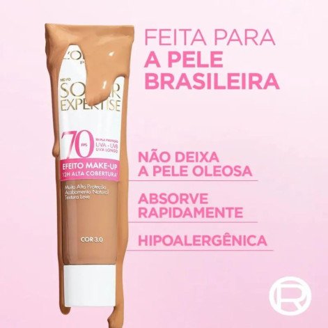 Protetor Solar Facial L’Oréal Paris Solar Expertise Efeito Make Up FPS70 Cor 3.0 30g
