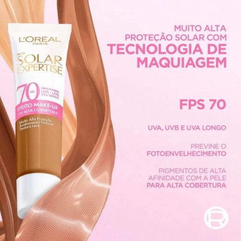 Protetor Solar Facial L’Oréal Paris Solar Expertise Efeito Make Up FPS70 Cor 3.0 30g