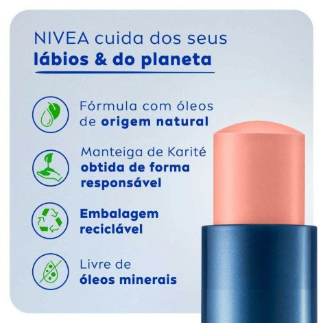 Hidratante Labial Nivea Hidra Color 2 em 1 Nude 4,8g