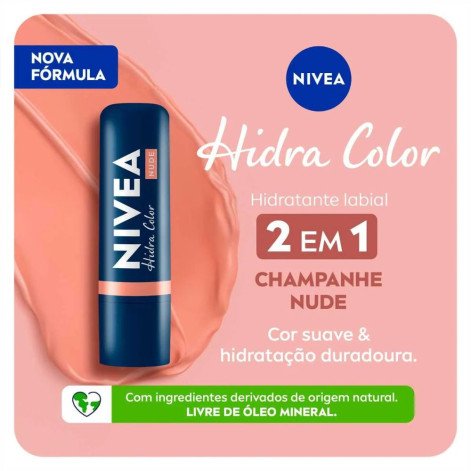 Hidratante Labial Nivea Hidra Color 2 em 1 Nude 4,8g