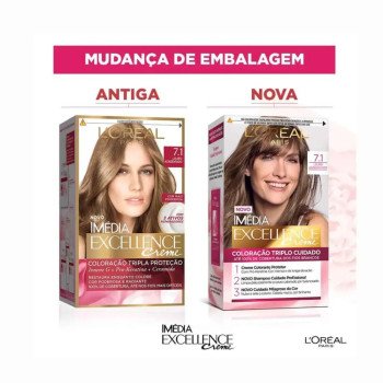 Tinta de Cabelo Permanente Imédia Excellence L'Oréal Paris Creme - 7.1 Louro Acinzentado