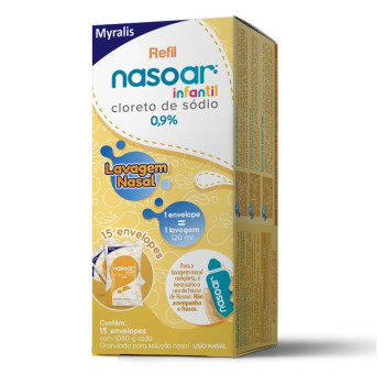 Nasoar Infantil 0,9% Solução Nasal Refil 15 envelopes