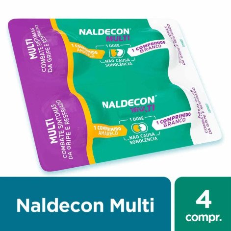  Naldecon Multi Paracetamol 800mg + Cloridrato Fenillefrina 20mg 4 comprimidos