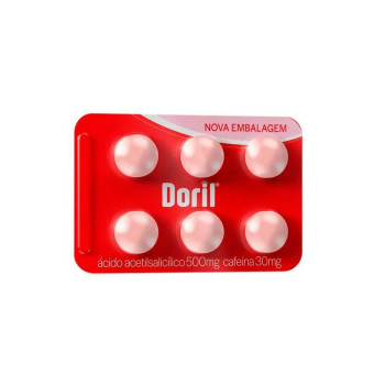 Doril Acido Acetilsalicilico 500mg + Cafeína 30mg 6 Comprimidos