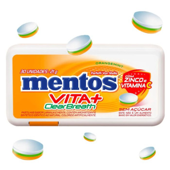 Pastilha Mentos Clear Breath Orangemint 30Un 21g