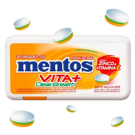 Pastilha Mentos Clear Breath Orangemint 30Un 21g