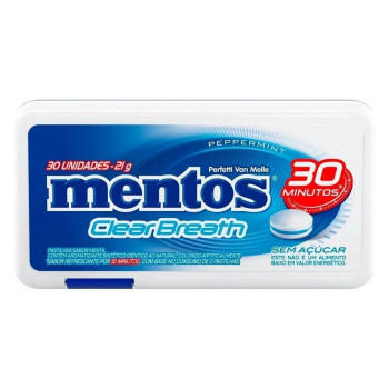 Pastilha Mentos Clear Breath Peppermint 30Un 21g 