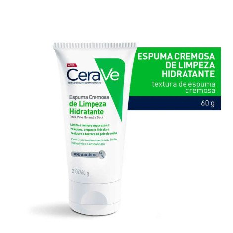  Espuma Cremosa de Limpeza Hidratante Cerave Sem Perfume 60g