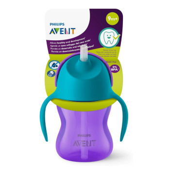 Copo Philips Avent, Azul/Roxo, 200ml Dinossauro, À Prova de Vazamentos