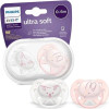 Chupeta Philips Avent Ultra Soft Menina | 0-6M, Dupla, Esterilizável, Bichinhos