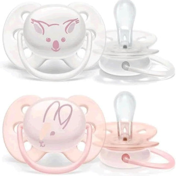 Chupeta Philips Avent Ultra Soft Menina | 0-6M, Dupla, Esterilizável, Bichinhos